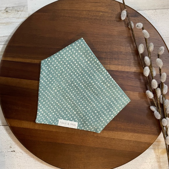 Boho Blue and White Reversible Dog Bandana - Picture 2 of 7